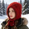 Knitted Balaclava Hat, Ear Protection and Neck Protection Integrated Pullover Hat, Retro Solid Color Warm Hood Hat Supply