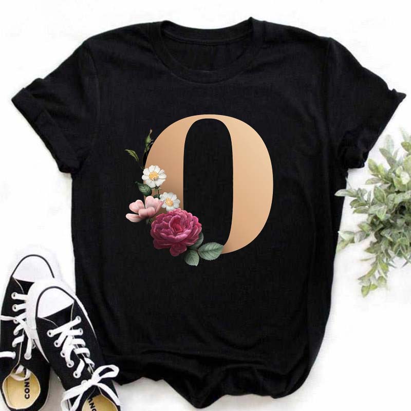 A B C D E English Alphabet  3D Print T Shirt Women New Summer Couples Lovers Harajuku Casual Black Tops Tshirts