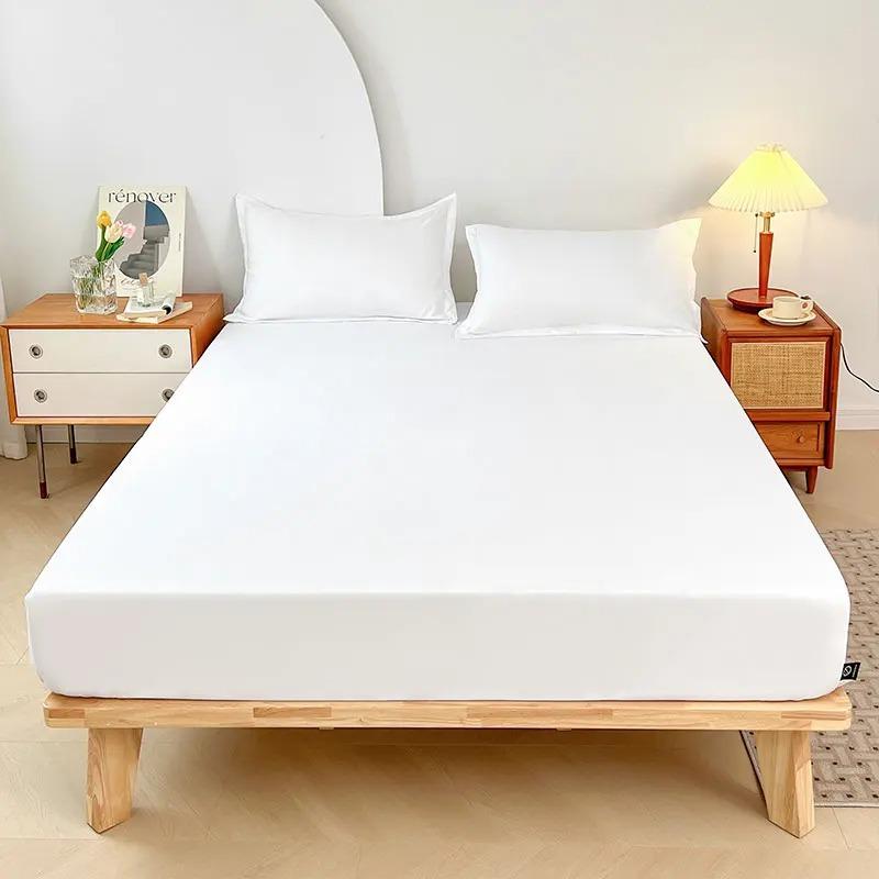 1PC Plain Color Waterproof Mattress Cover Polyester Material Thin Breathable Bedroom Four Seasons Apply