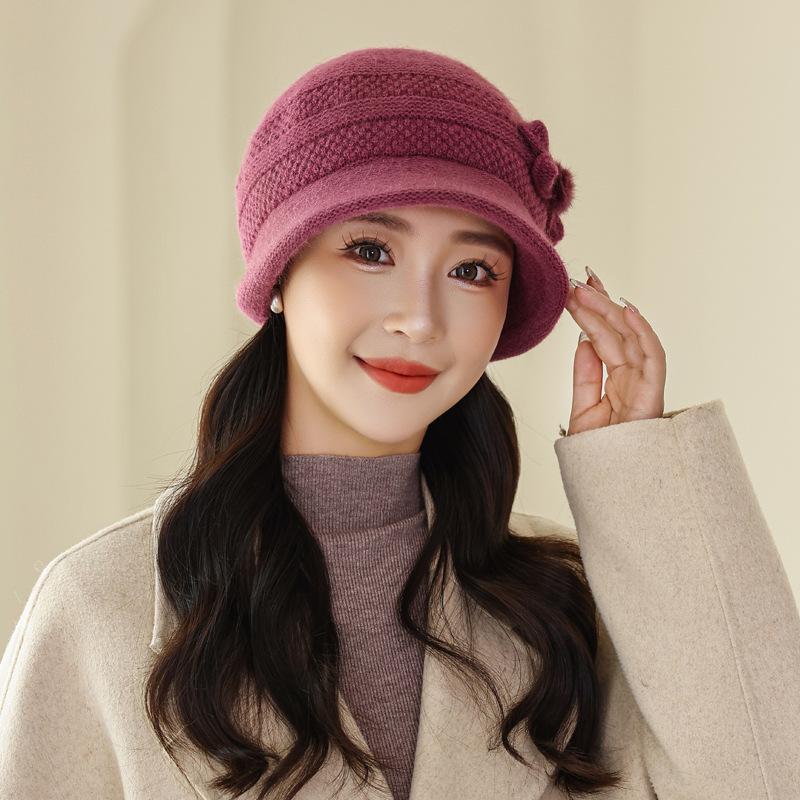 Hat Woman In The Elderly Hat Mother Rabbit Fur Wool Hat Fleece Cold Grandma Old Lady Knitted Hat Thick
