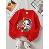 European sizes Girls Soft Crewneck Sweatshirt Cute Kitten Holding Colorful Flower Bouquet Print, Casual All-Match, Ideal Holiday Present