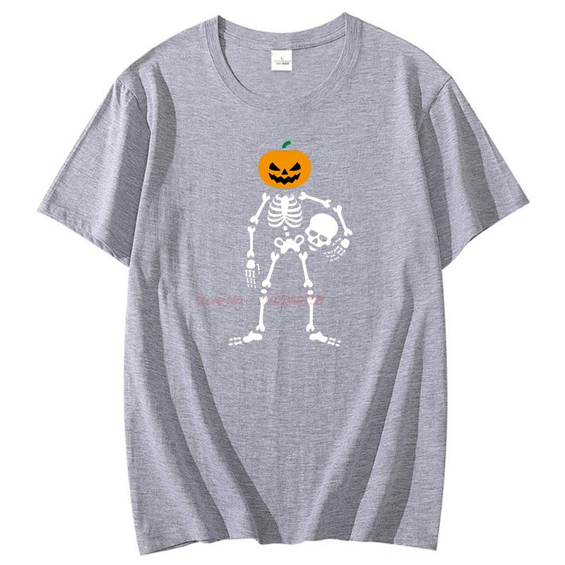 Skeleton Holding Skull Fashion Graphic T Shirts Halloween Funny Tees Tops Summer Cotton Short Sleeve Tee Unisex Print T Shirt