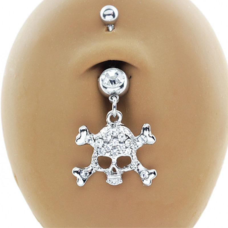 Accessori Grunge Anelli Ombelico Teschio Charms Punk Scheletro di Cristallo Piercing Corpo Zircone Goth Moda Coreana Zircone