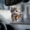 1Pcs Flat 2D Cute Kitten Rearview Mirrors Pendant Car Hanging Ornament Car Decoration Accessories Gifts For Women Men Decoration