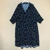 Foreign Trade Japan Order Customer Supply Fabric Rayon Printing V-neck Pullover 3/4 Sleeve Mid-Length Dress Plus Size Summer