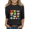 Kids Printed Three-Quarter Sleeve Round Neck Top for Back to School Casual Wear