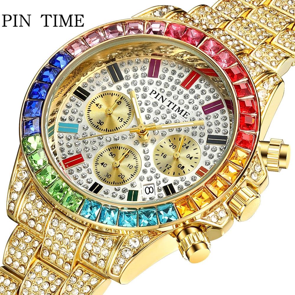 

PINTIME Цветные шестиконтактные часы для мужчин's Модные наручные часы
