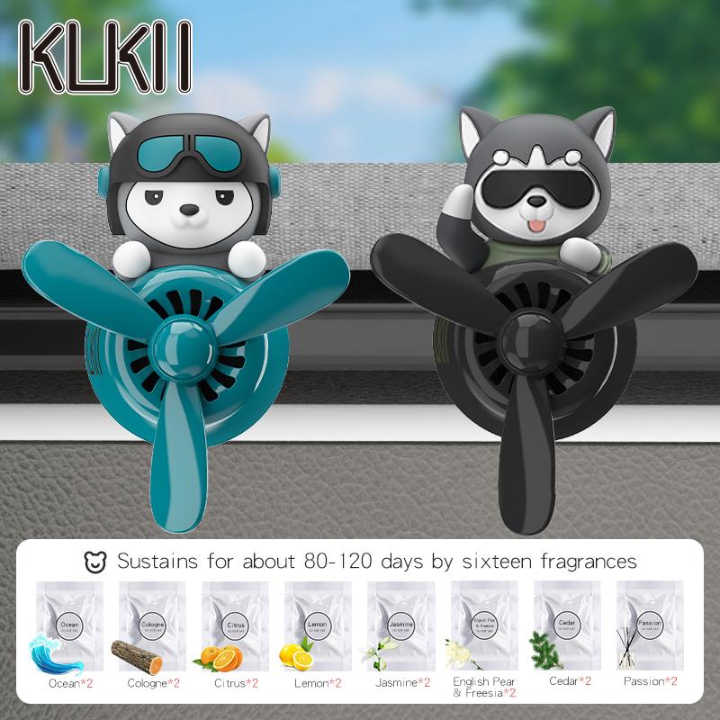 Rotating Propeller Pilot Dog Car Air Fresheners Perfume Auto Vent Clip Fragrance Diffuser Aroma Dispenser Plane Ornament Fan Fun