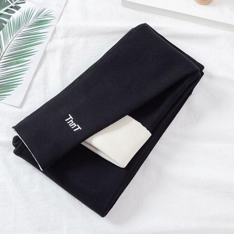 

Детские зимние флисовые штаны для девочек, леггинсы, толстые, с высокой талией, узкие, детская одежда, брюки 130 чёрный