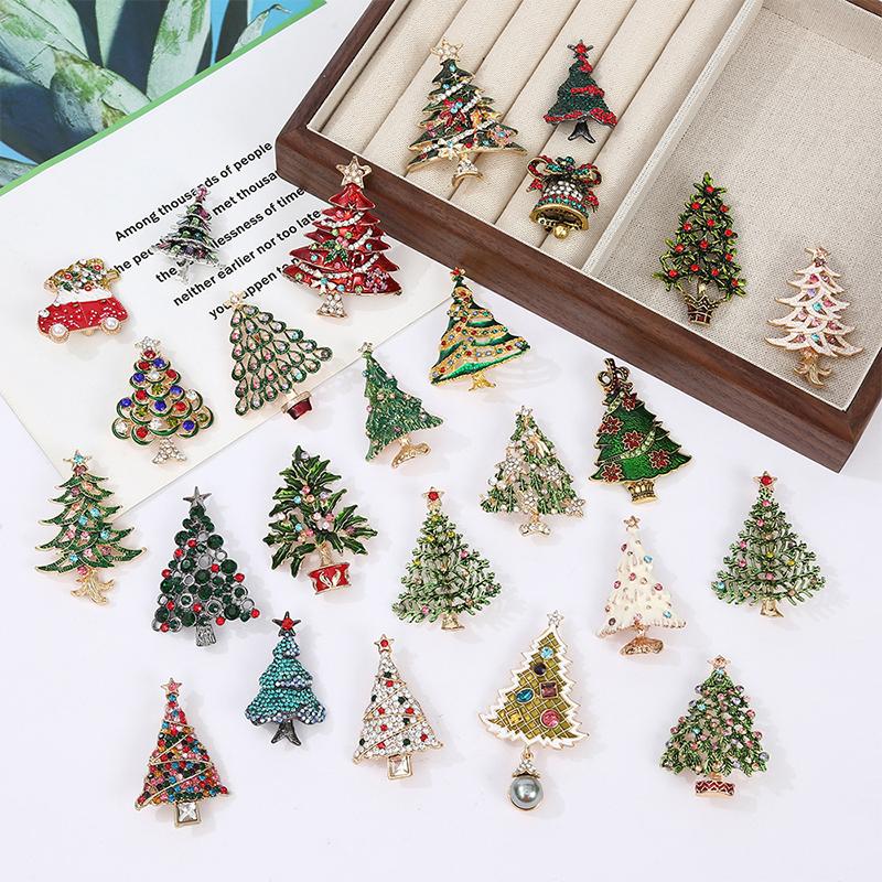 Christmas Tree Brooches For Women Unisex Plant Pins Multi-Color Available Holiday Party Accessories Gifts