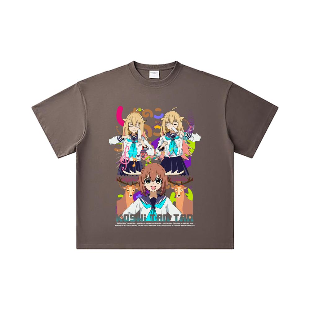 260 GSM Double Yarn 32 Count 100% Cotton Shikanoko V1 Koshi Print Unisex Heavy Cotton T Shirt