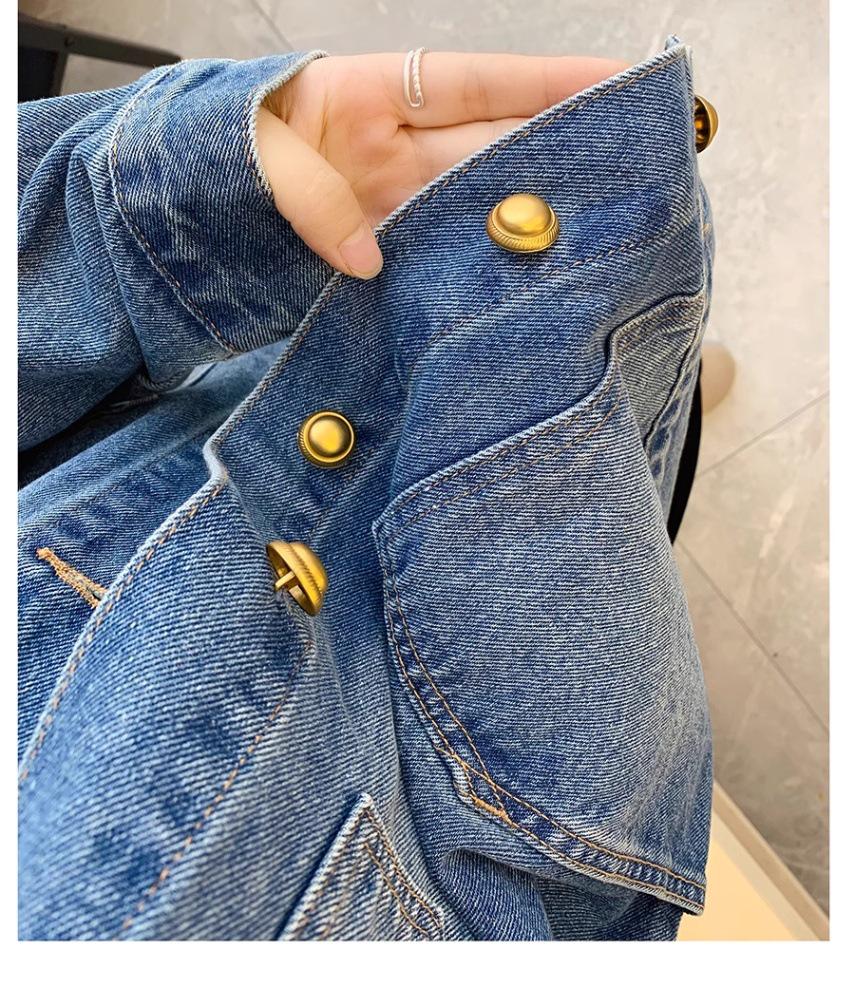 2025 Spring/Autumn Women's Retro Washed Denim Jacket: Hong Kong Style, Loose Fit, Trendy Casual Fashion
