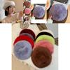 Chic Brown Rabbit Fur Beret For Women Trendy And Cozy Winter Artist Cap