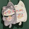 Cartoon Cat Coral Fleece Hand Towel - Absorbent Hanging Towel for Kitchen or Bathroom