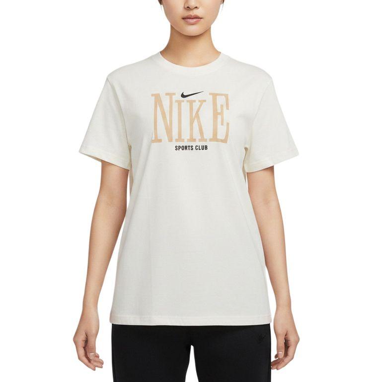 Nike Club T Shirts Women s White/Beige/Black Crew Neck Moderate IR7889-133 L