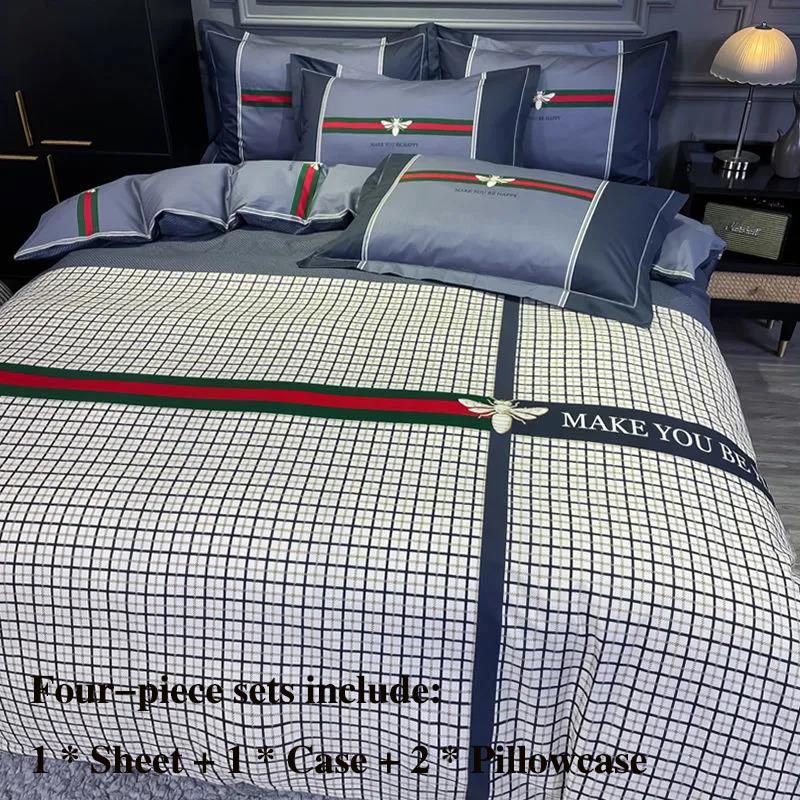 

Постельные принадлежности из четырех предметов из чистого хлопка, легкие роскошные высококачественные наволочки с нагрузкой, одиночный комплект, 1,5 метра, 1,8 метра, постельные принадлежности Double