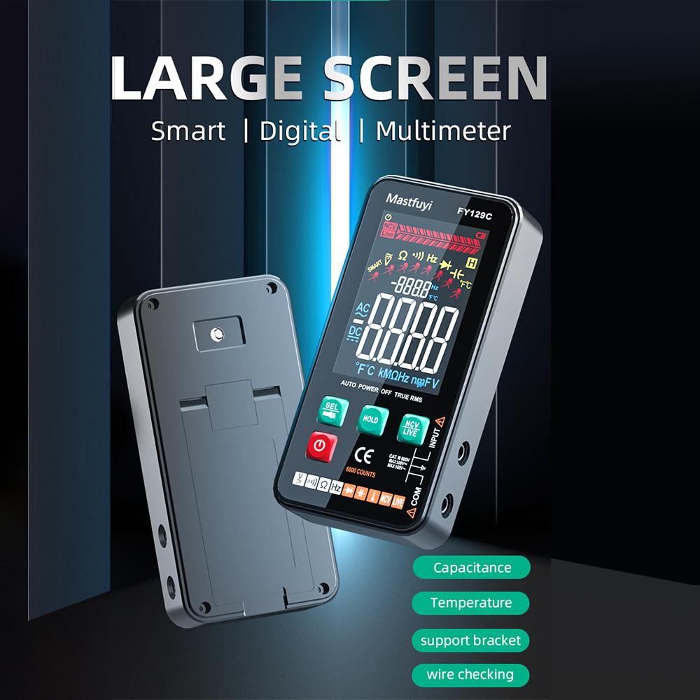 Farbdisplay Digitales Multimeter FY128C/129C 5999 T-RMS Professioneller Elektriker-Tester DC AC Spannung Kapazität Multimeter