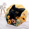1pc Black Cat Floral Print Automatic Open/close Folding Umbrella, Compact Portable Travel Umbrella, Perfect Birthday/Christmas, Cute Umbrell