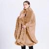 Cape en Fourrure Femme Vêtements d'Hiver Ponchos Épais et Chauds Châle Shawl Manteau Cardigan Longs Amples Manteaux