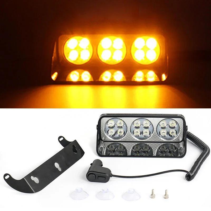 

Автомобильный светодиодный 12-светодиодный мигающий фонарь на лобовое стекло, аварийный стробоскоп, вспышка, сигнальная лампа на приборную панель, DC12V, янтарный, синий, белый, красный