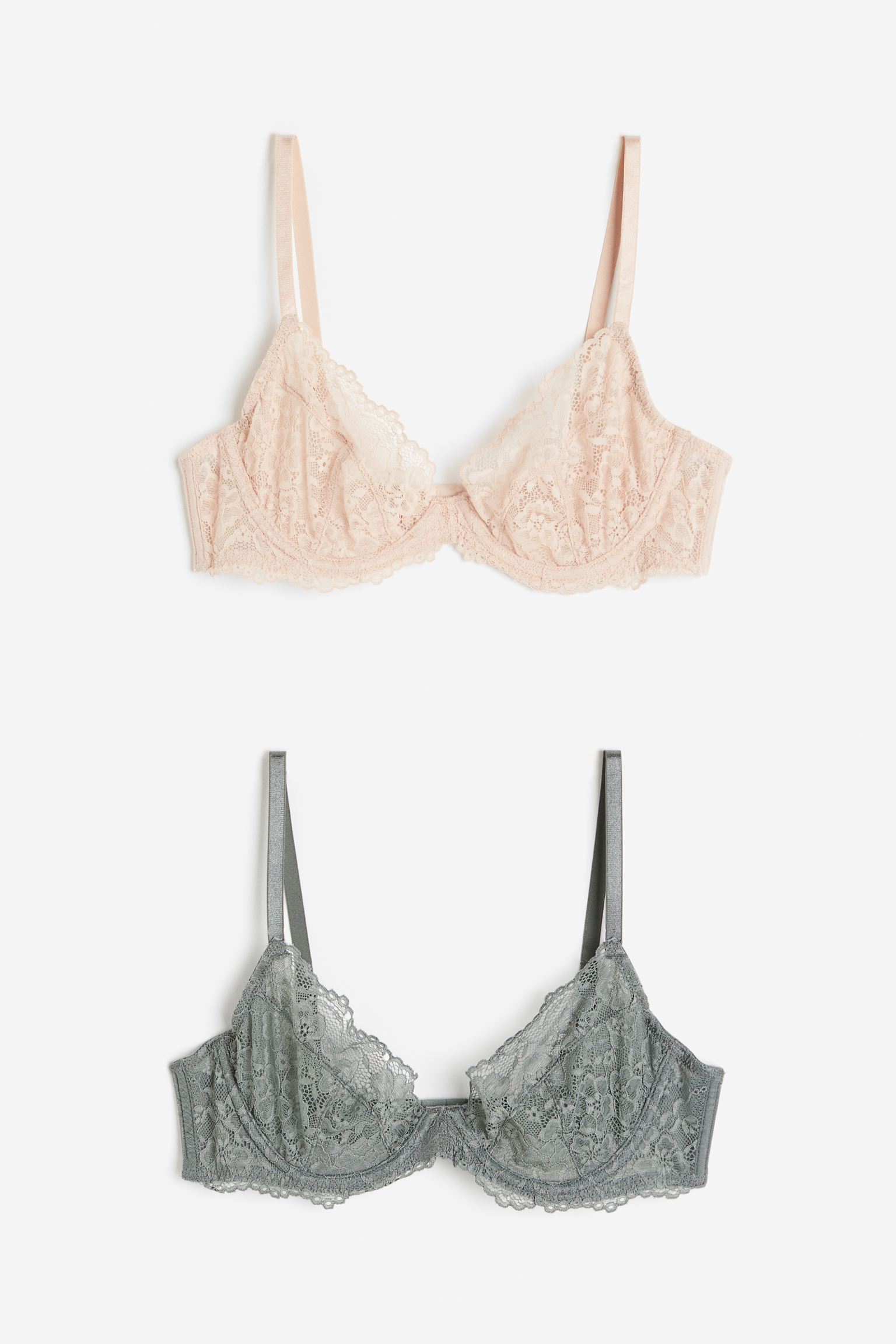 

2-pack non-padded lace bras