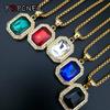 Hip Hop Stainless Steel Pendant Gold Color Rhinestone Rhinestone Necklace Drop Shipping