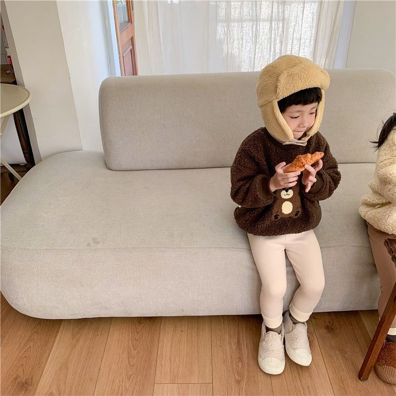 Unisex Kids' Plush Warmth Bottoms with Cartoon Patterns Ideal for Autumn and Winter Outdoor Activities Kids Pants