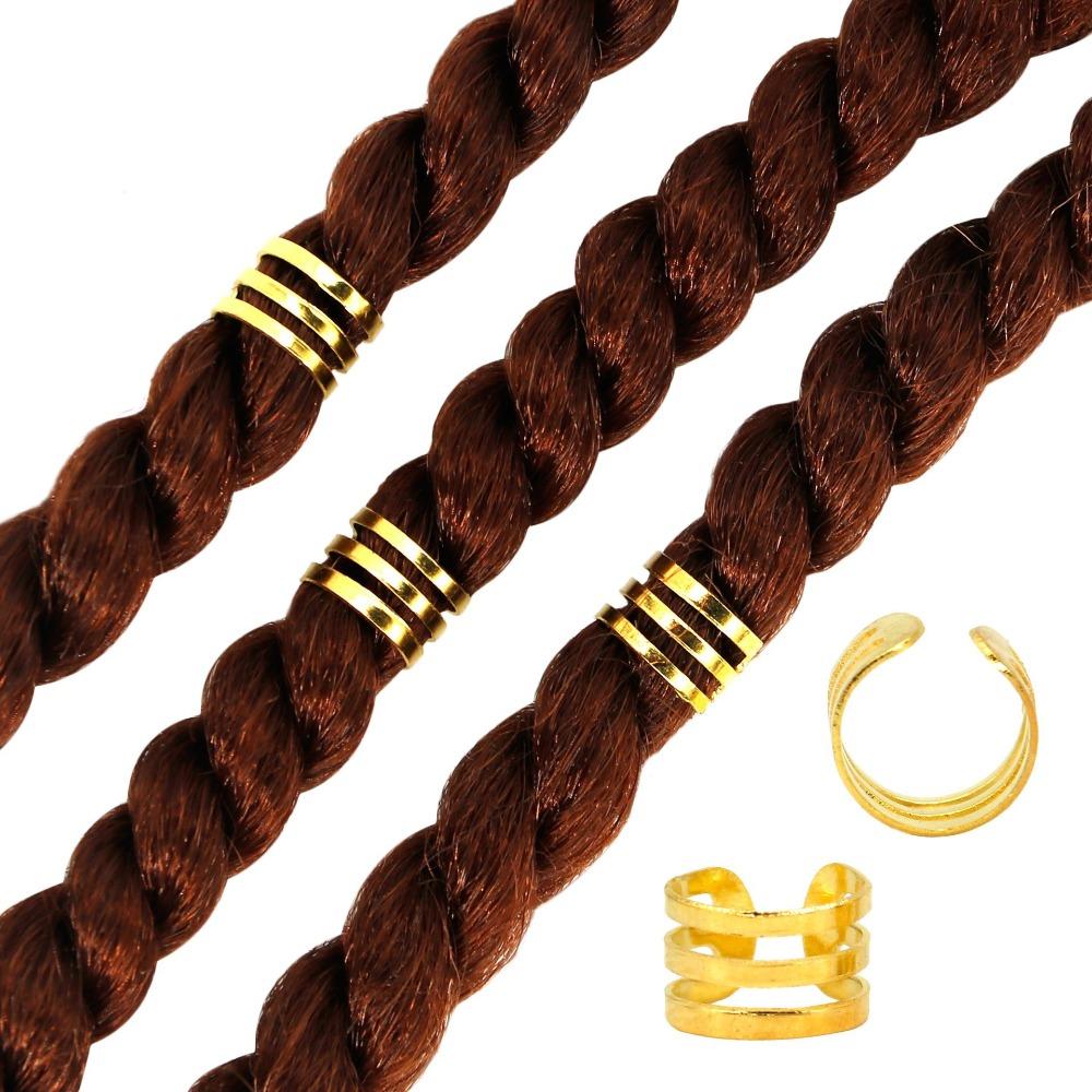 40pcs Dread Locks Dreadlocks Beads Metal Cuff Clips Hair Braid Tubes Hollow Out Hair Ring Men