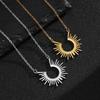 Hengshi Sunflower & Moon Totem Stainless Steel Pendant Necklace