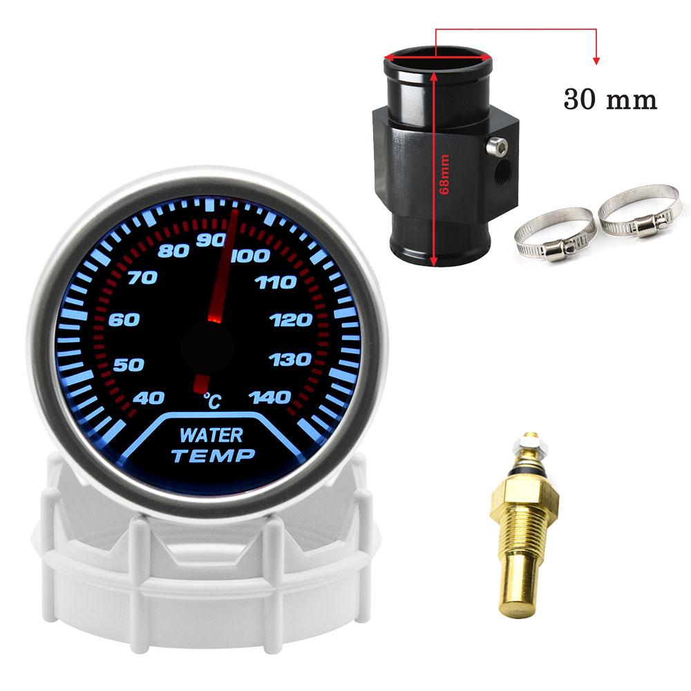 2" 52mm Universal Water Temp Gauge With Temperature sensor 40-140Celsius Car Temperature Meter Water Temp Joint Pipe Adapter 12V