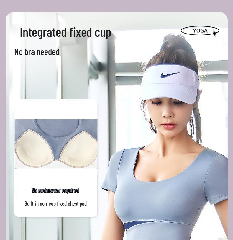 Women's Patchwork Color Block Fitness Set – Cropped Short Sleeve Top & High Waist Hip Lift Sports Pants for Spring/Summer Running & Workouts