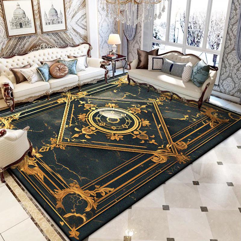 

European Style Luxury Living Room Carpet High-grade Decoration Home Sofa Area Rugs Bedroom Bedside Non-slip Plush Mat Flannel 60*90cm
