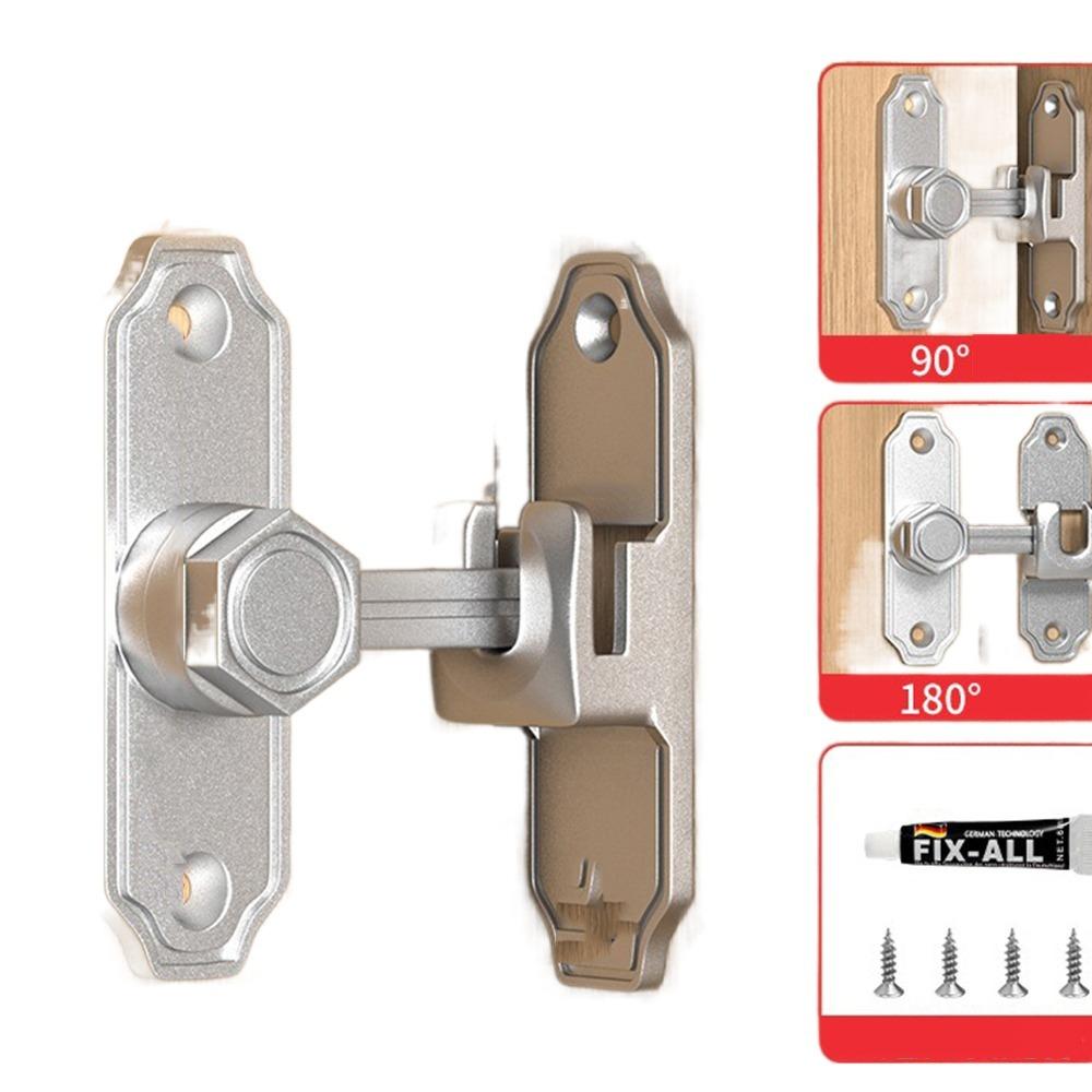 

Anti-theft Door Lock Guard 90 180 Degree Door Catch Bolt Luminous Door Buckle Bathroom No Luminous-Silver