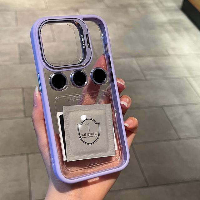 

Роскошный прозрачный чехол для телефона с подставкой для iPhone 15 14 13 Pro Max 14 15 Plus с держателем и защитой объектива камеры, противоударный чехол For iPhone 15