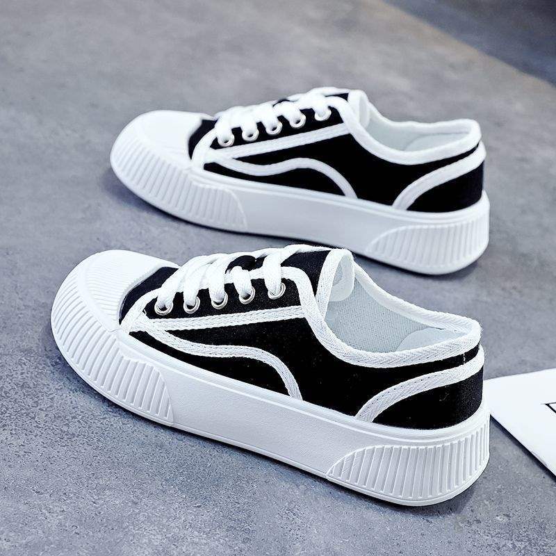 Segeltuchschuhe Plateau Frühling und Herbst Ein-Pedal Sportschuhe Board Schuhe ins Trend