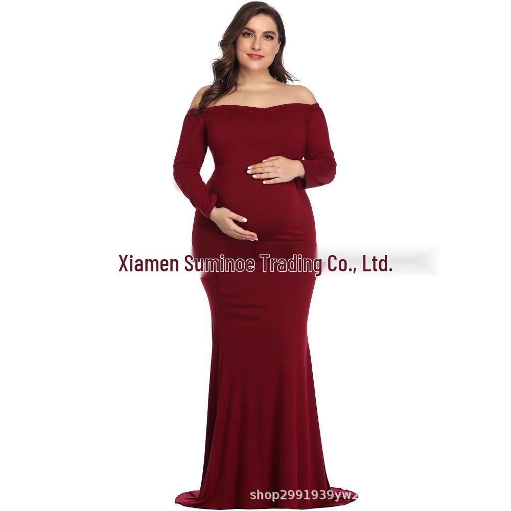 Rochie lungă până la podea din șifon pentru ședință foto de maternitate pentru femei însărcinate