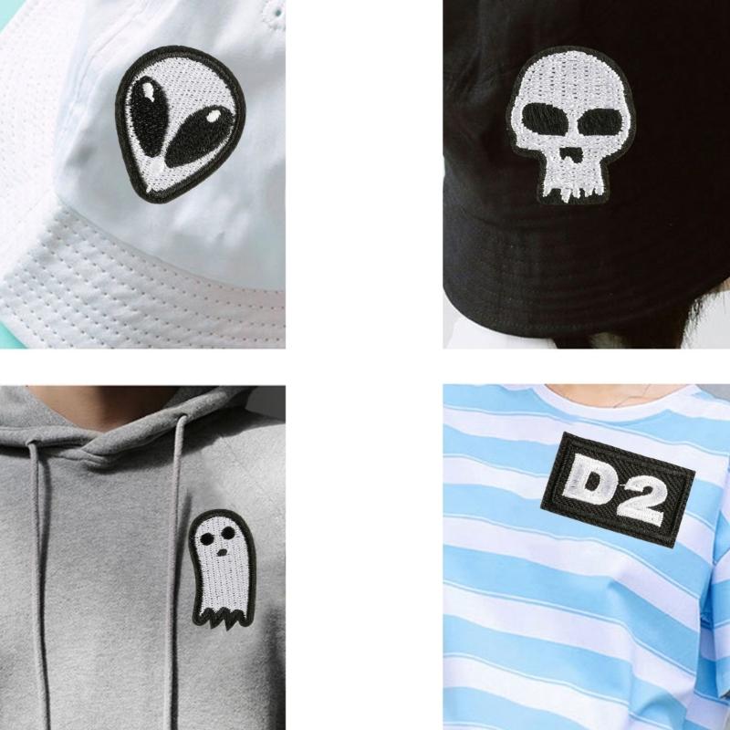 7 Pcs Cartoon Alien Head Embroidered Patches Iron On Patches Lovely Clothing Patches Sewing Patches for Clothes Bag