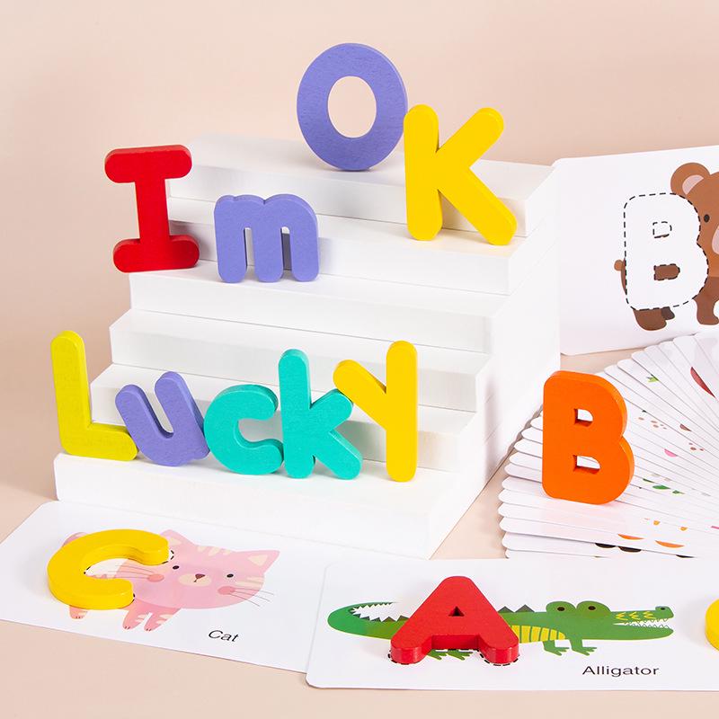 Kids' Wooden Alphabet & Spelling Learning Toys: Upper & Lowercase Educational Set