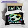 3PC Custom Name Soccer Ball Splash Art Bedding Set Duvet Cover Closure Includes 1 Duvet Cover & 2 Pillowcases for Bedroom