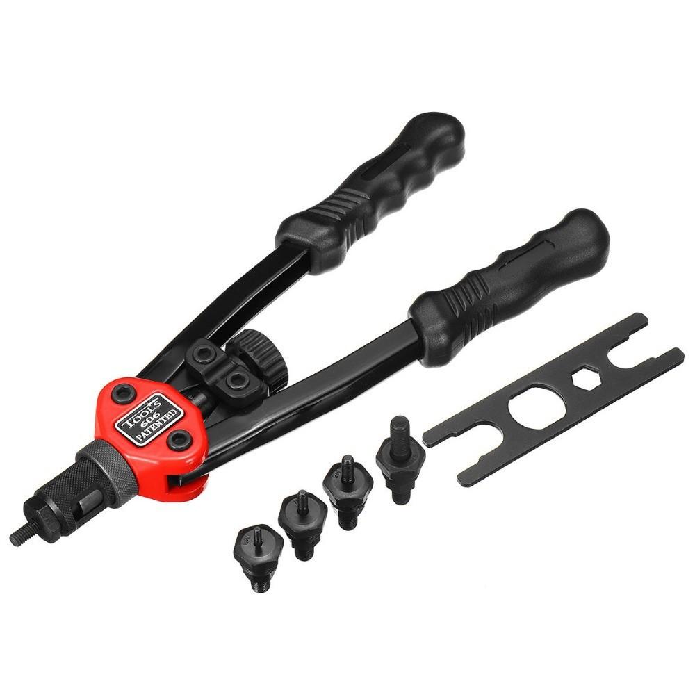 BT-606 Riveter Gun Tool Handheld Threaded Rivet Nut Gun M3 M4 M5 M6 M8 Double Insert Manual Double Handle Riveter Tool