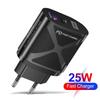 25W PD Fast Charger, 5A Type-C Adapter with EU, US, UK Compatibility.