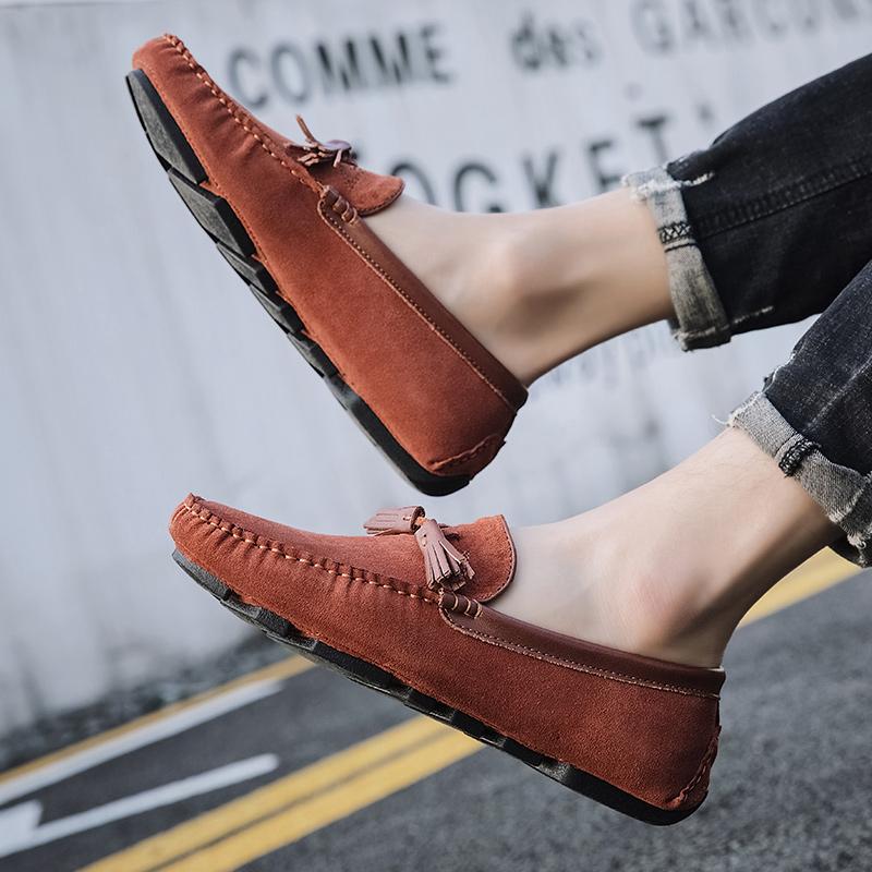 Italian Walking Shoes New Men Loafers Soft Moccasins Summer Shoes Man High Quality Mens Shoes Casual Suede Leather Driving Flats