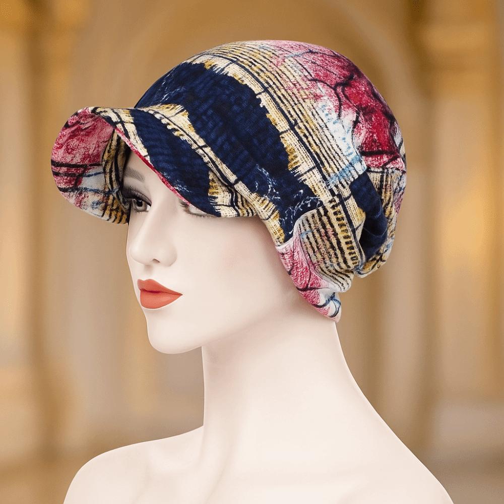 Print Design Hair Loss Cap Comfortable Visor Cap Slouch Design Chemo Caps  Head Scarf