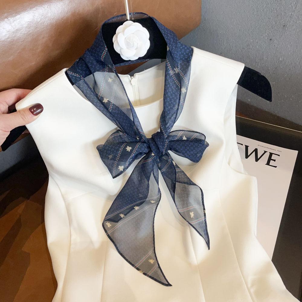 Thin silk Qiaoqi narrow version 111 mulberry silk long silk scarf small scarf spring and autumn summer streamer Korean version female versatile