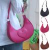Solid Color Crescent Moon Underarm Bag Korean Style Hobo Bag Elegant PU Leather Shoulder Bag Girls