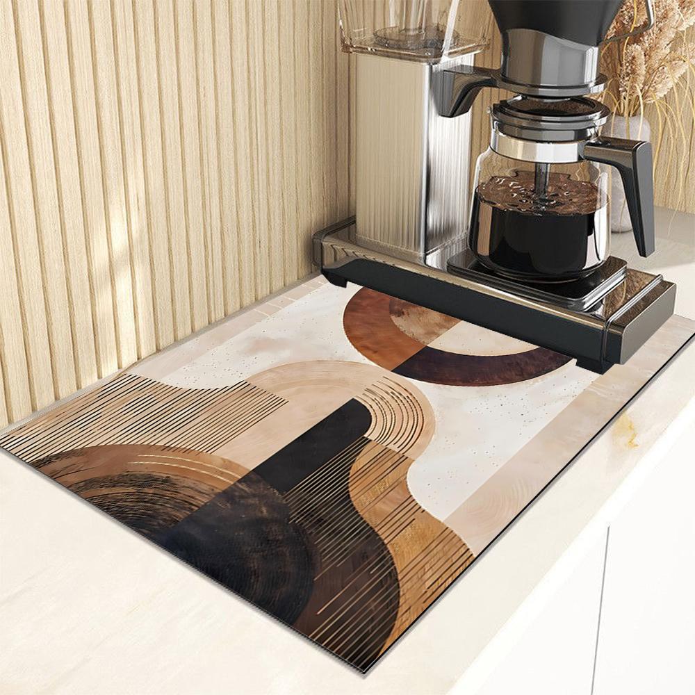 Modern Abstract Geometric Absorbent Dish Drying Mat Decor Multi-Functional Kitchen Counter Dining Table Coffee Machine Pad