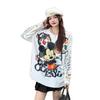 Women's Cute Korean Cartoon Rhinestone Round Neck Sweater - Loose Fit, Long Sleeve Knitwear for Autumn/Winter