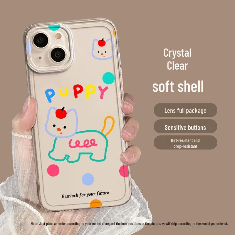 

Hobby Dog Cute Transparent Soft Case for iPhone 12/13/14/15 Pro Max 16PLUS - Drop-proof Cross-border Design iPhone 13 Mini