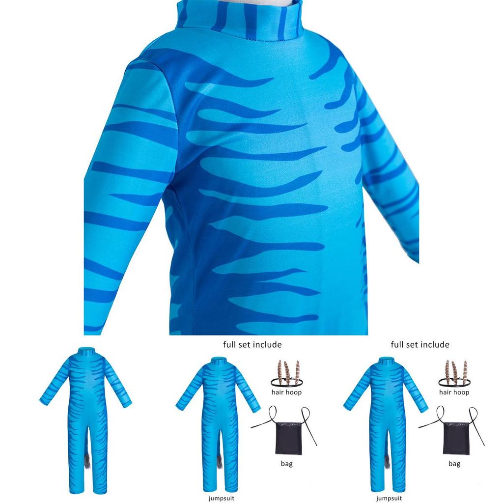 Exquisite Avatar Cosplay Suit For Halloween Party Unisex Kids Jumpsuit Set