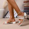 Women Sandals 2025 New Summer Casual Color Blocking Shoes for Women Comfortable Soft Leather Woven Straw High Heels Sandals